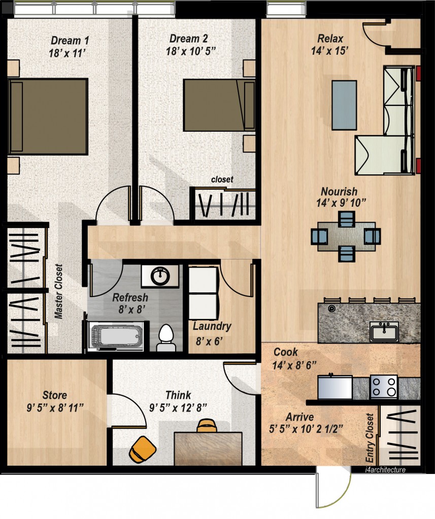 2 Bedroom + Den Condo Layout The Hillcrest Condos