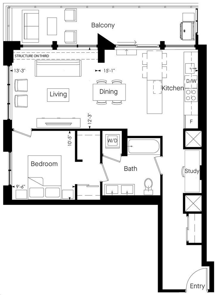 Junction House Condos by 1BG Floorplan 1 bed