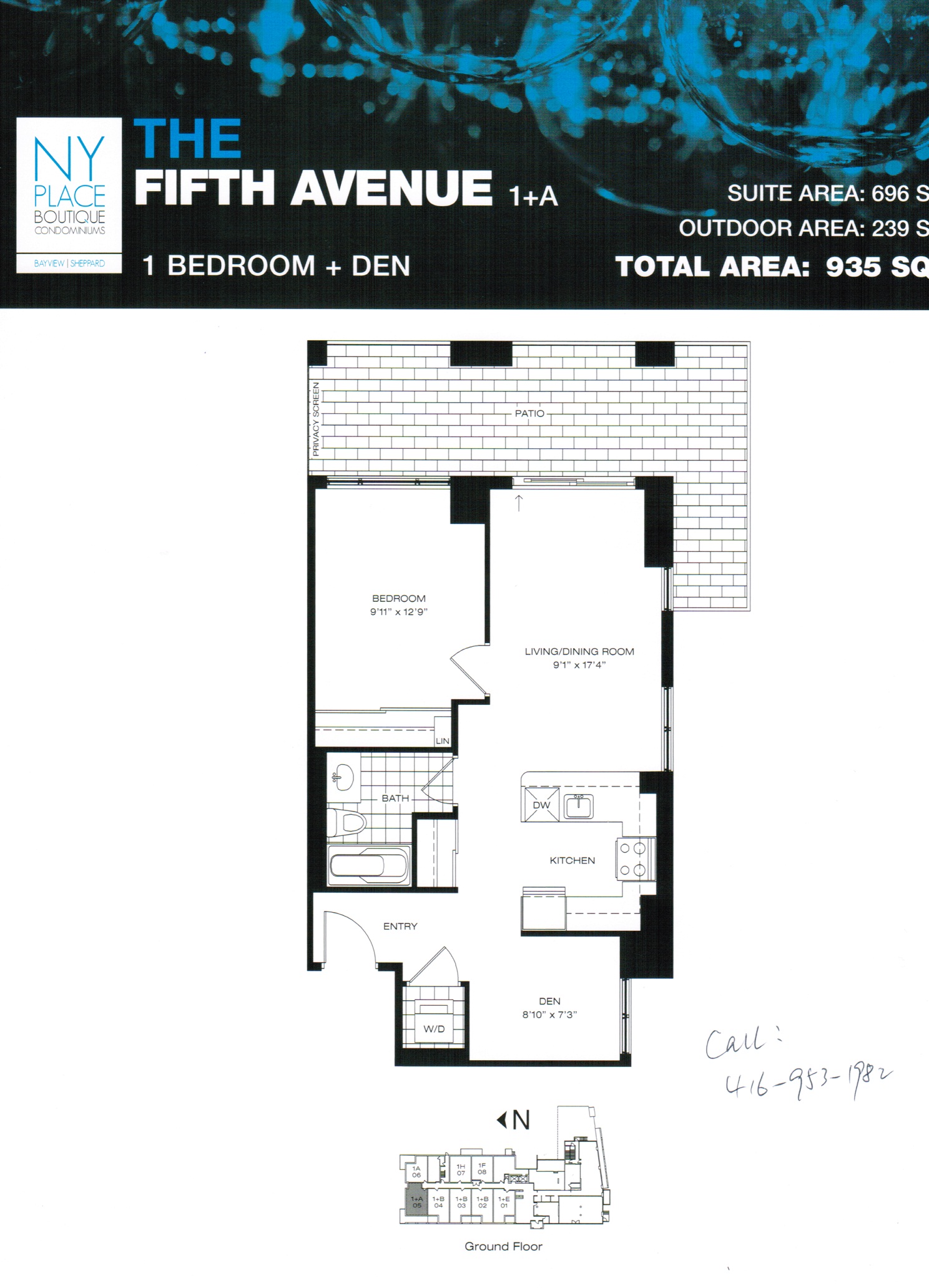 Floor Plans 1Bedroom+Den Toronto New Condos 多伦多楼花