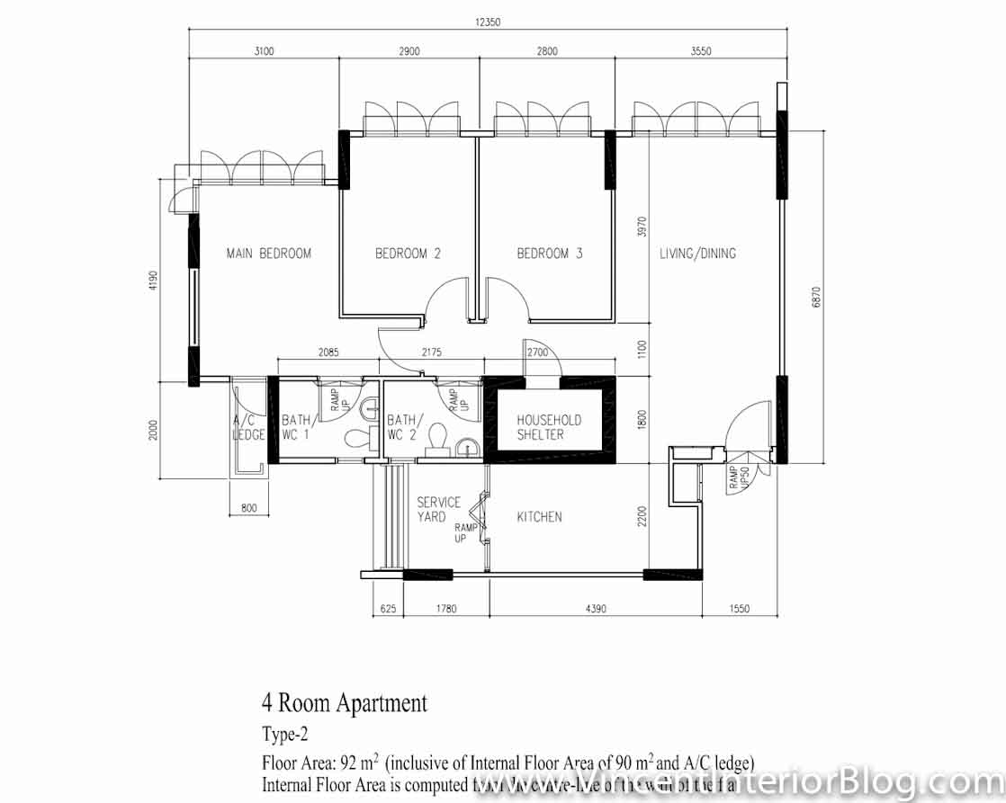 Punggol 4 Room HDB 207Original Floor Plan Vincent