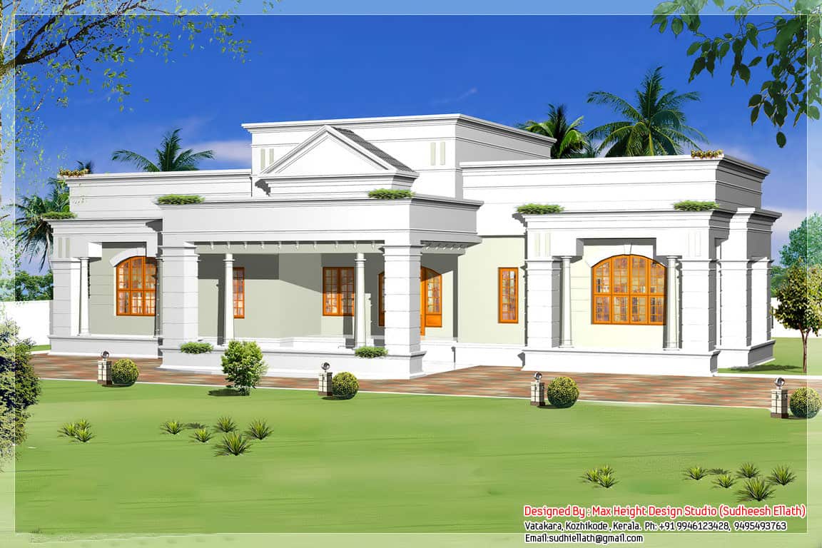 Single storey Kerala house model with Kerala house plans