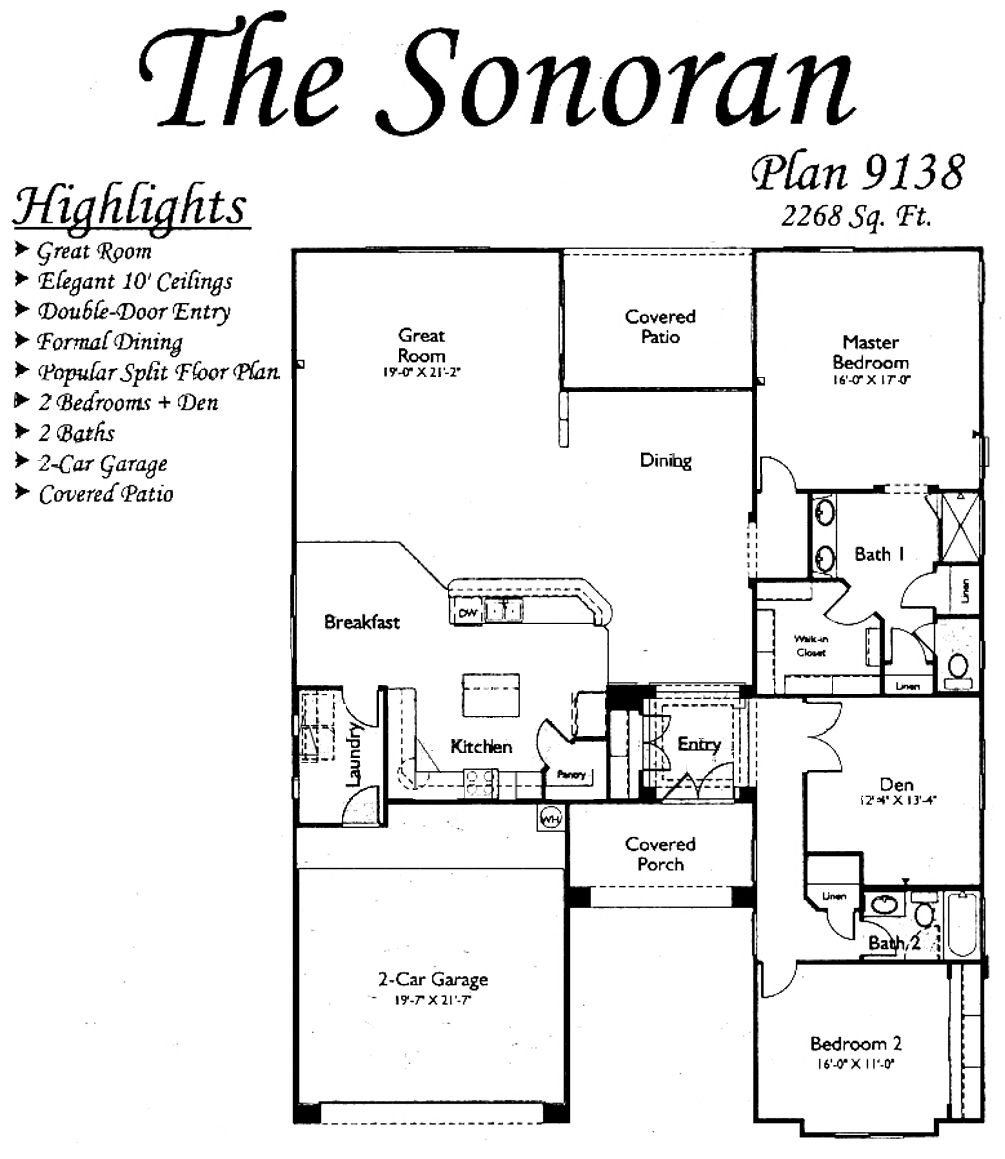 Floor Plans for the Sonoran Models inside Arizona