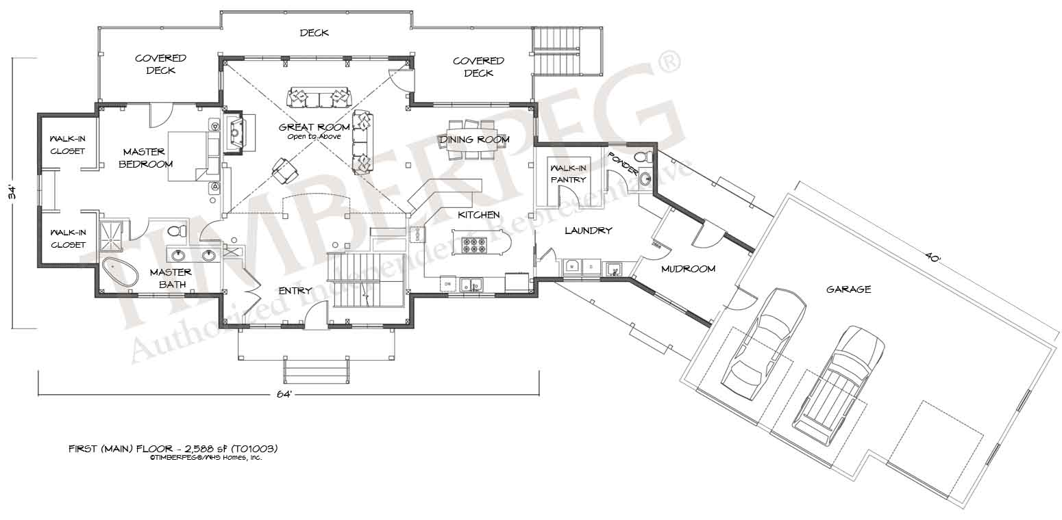 Clifton Park, NY (T01003) Floor Plan Timberpeg Post and