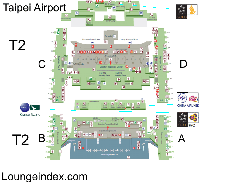 TPE Taipei Airport Guide Terminal map, airport guide
