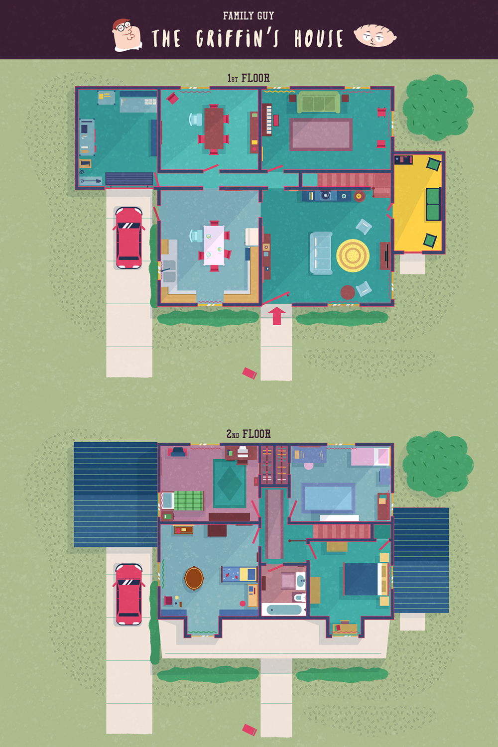 TV show floor plans from Corrie, Will and Grace, Peaky