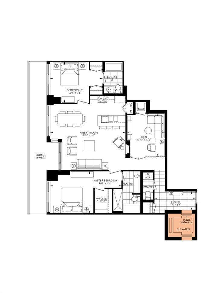 The Davies Condos by BrandyLane Suite C Floorplan 2 bed