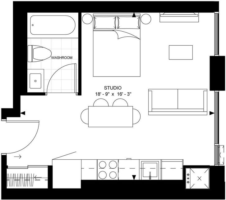 Theatre District Condos by Plaza B4 (JR Flex) Floorplan