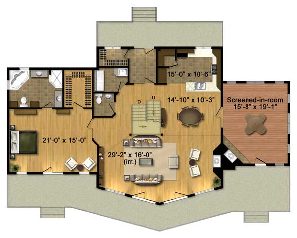 Denver Log Home Floor Plan by Timber Block Log Homes