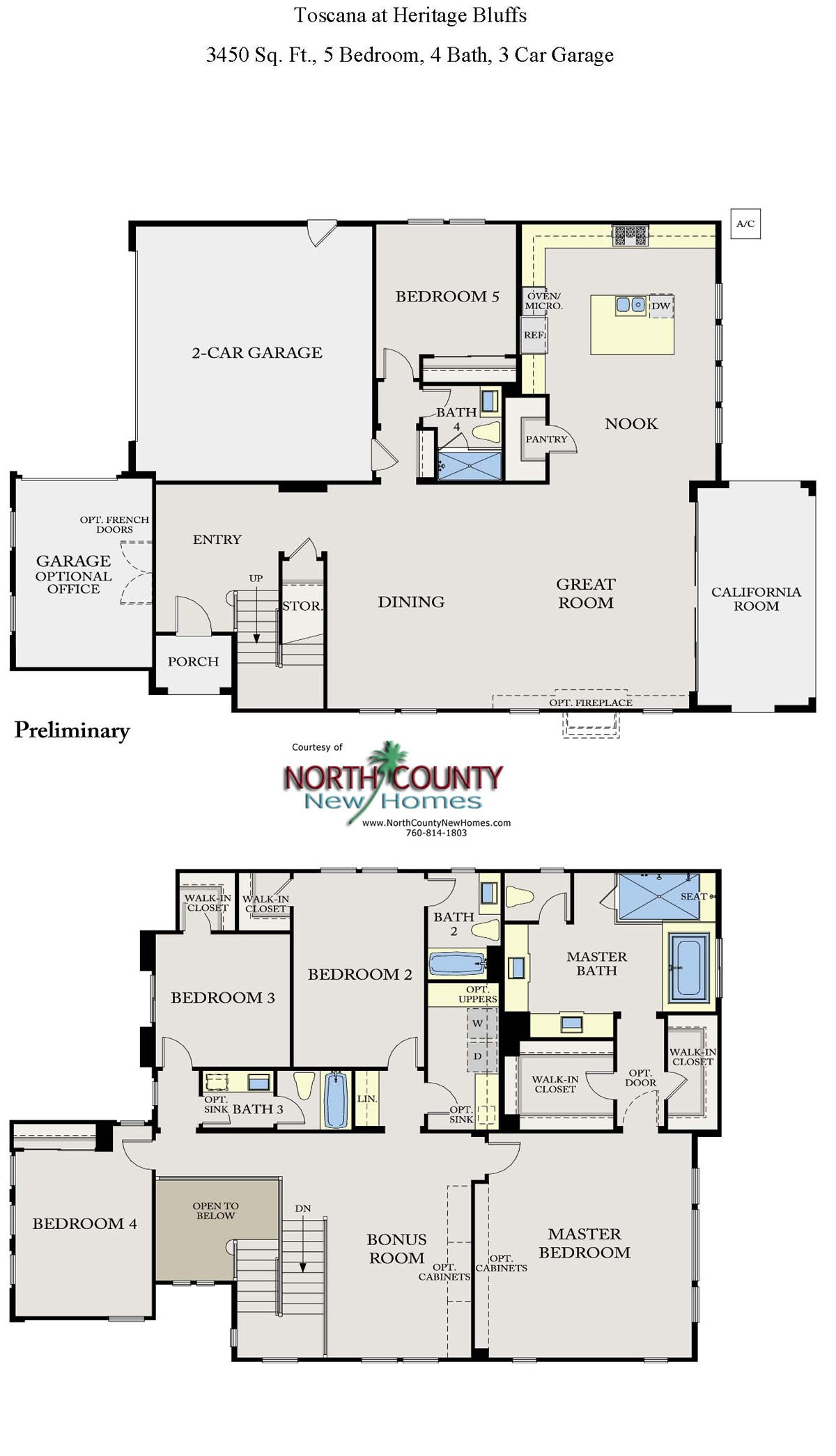 Toscana at Heritage Bluffs Floor Plan 3 North County New