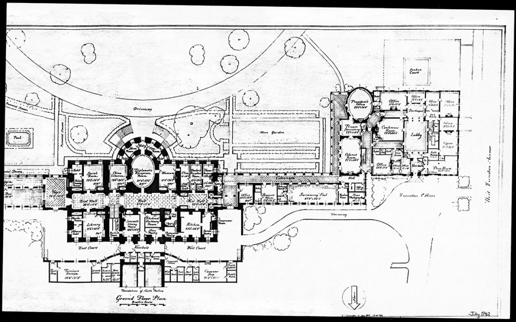 1943 press room floor plan White House Historical