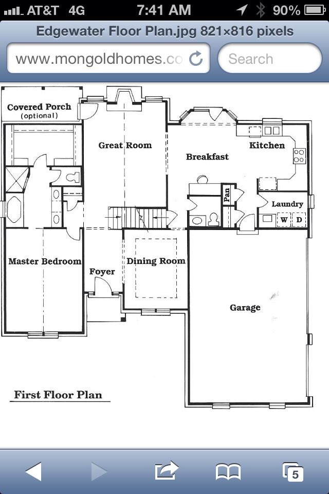 Or The Edgewater, first floor Kitchen room, Floor plans