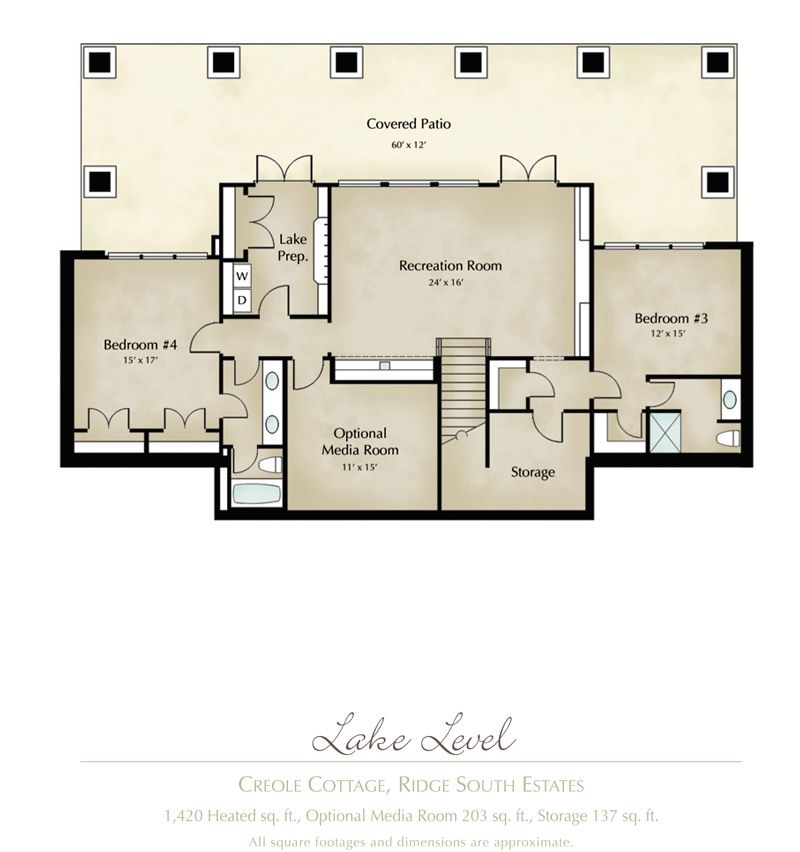 Creole Cottage Floor Plan Lake Level Creole cottage