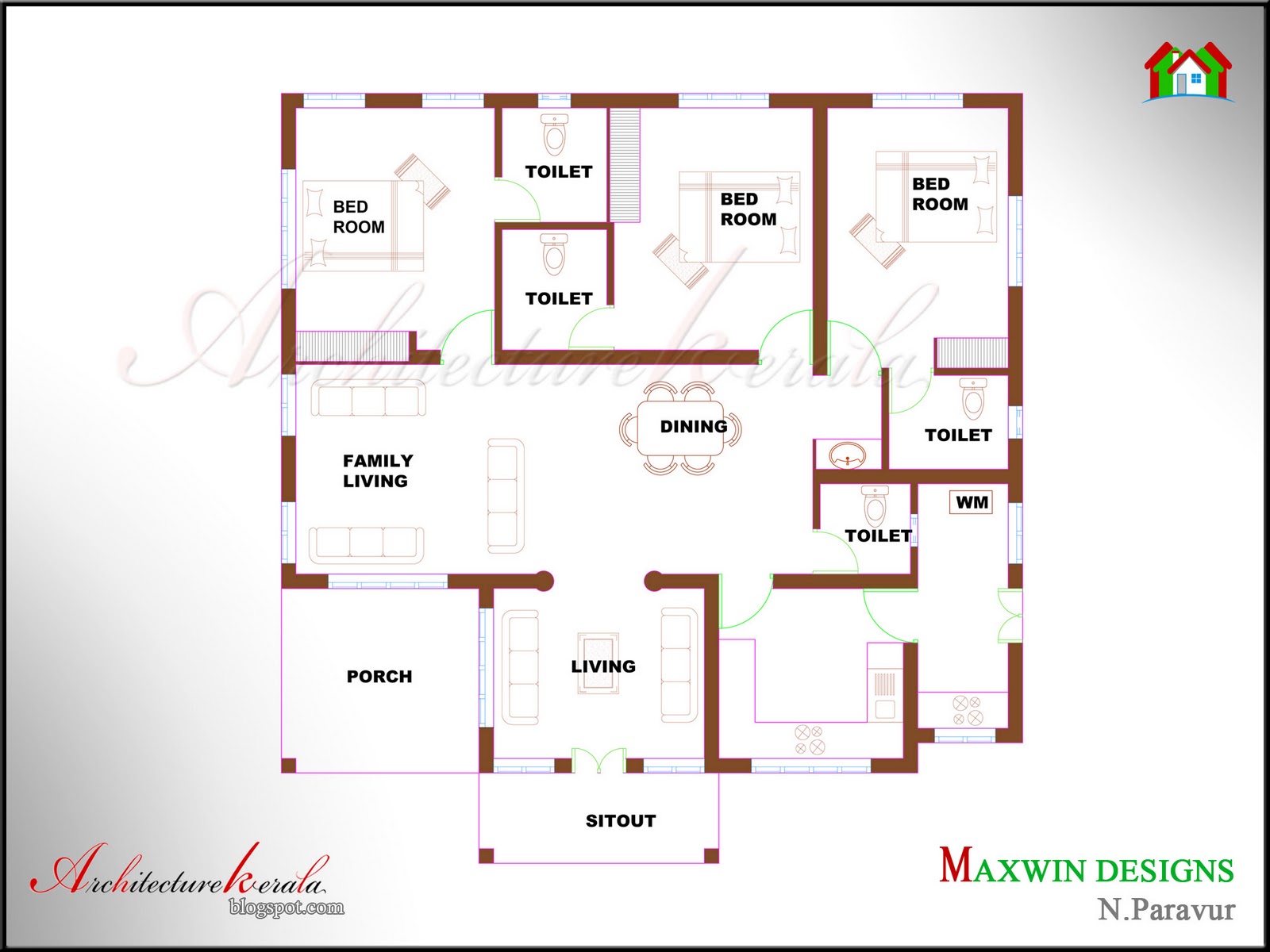 3 bedroom 2 story house plans kerala