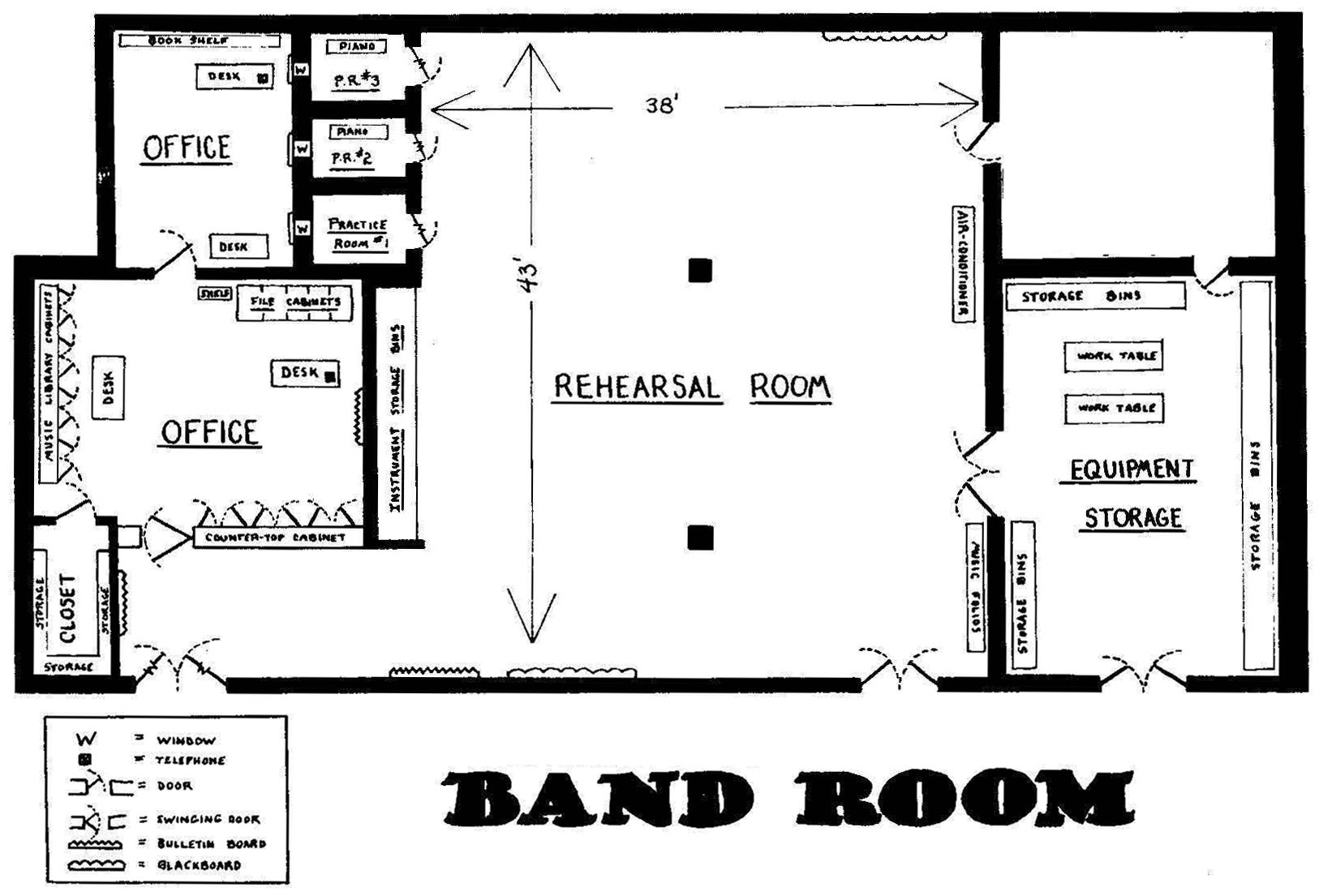 Band room layout Book room, Rehearsal room, Room layout