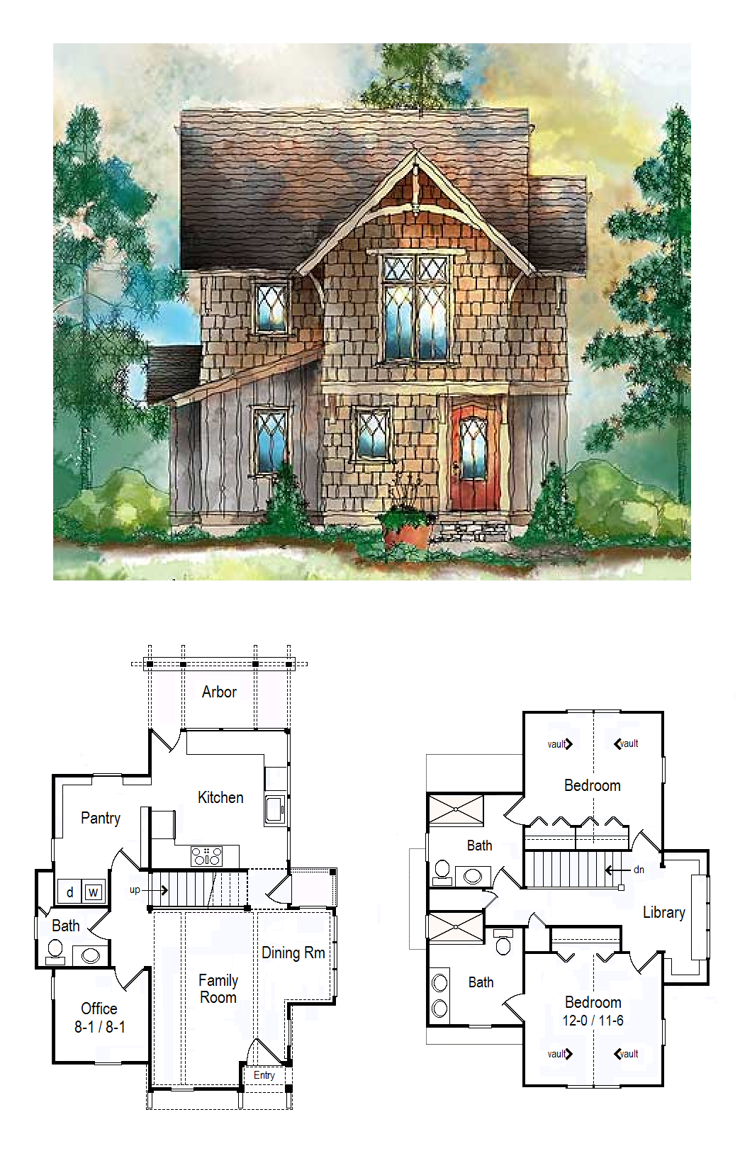 Plan 26680GG Cottage with Library Loft witchcottage