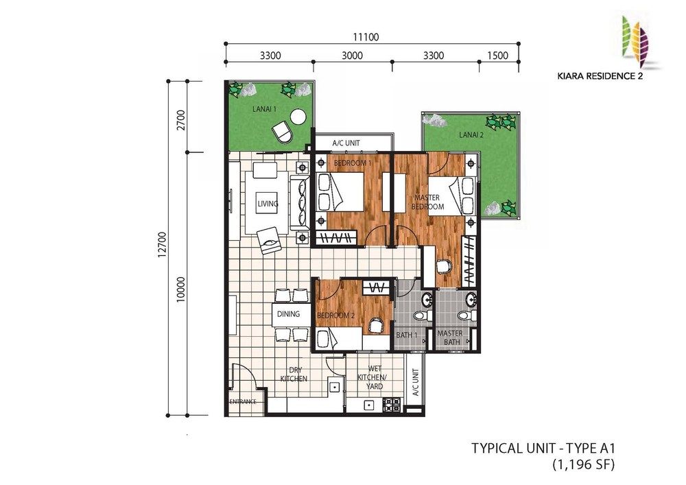 kiara residence 1 floor plan Apartment plans, Floor