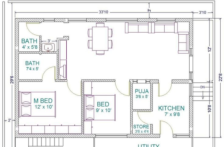 Home Plans 30 X 40 Site East Facing 30 40 House Floor