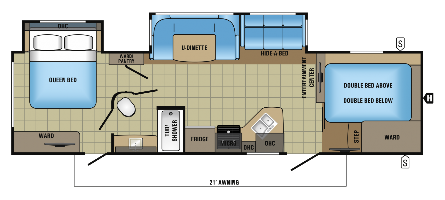 2017 White Hawk 31BHBS Floorplan Travel trailer floor