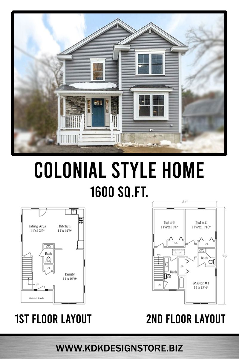 This small colonial house plan has 2 stories and can fit