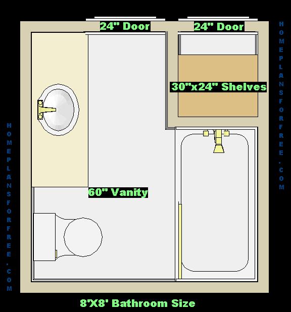 Free Small Bath Plans with 8x8 Bathroom Floor Plan Designs