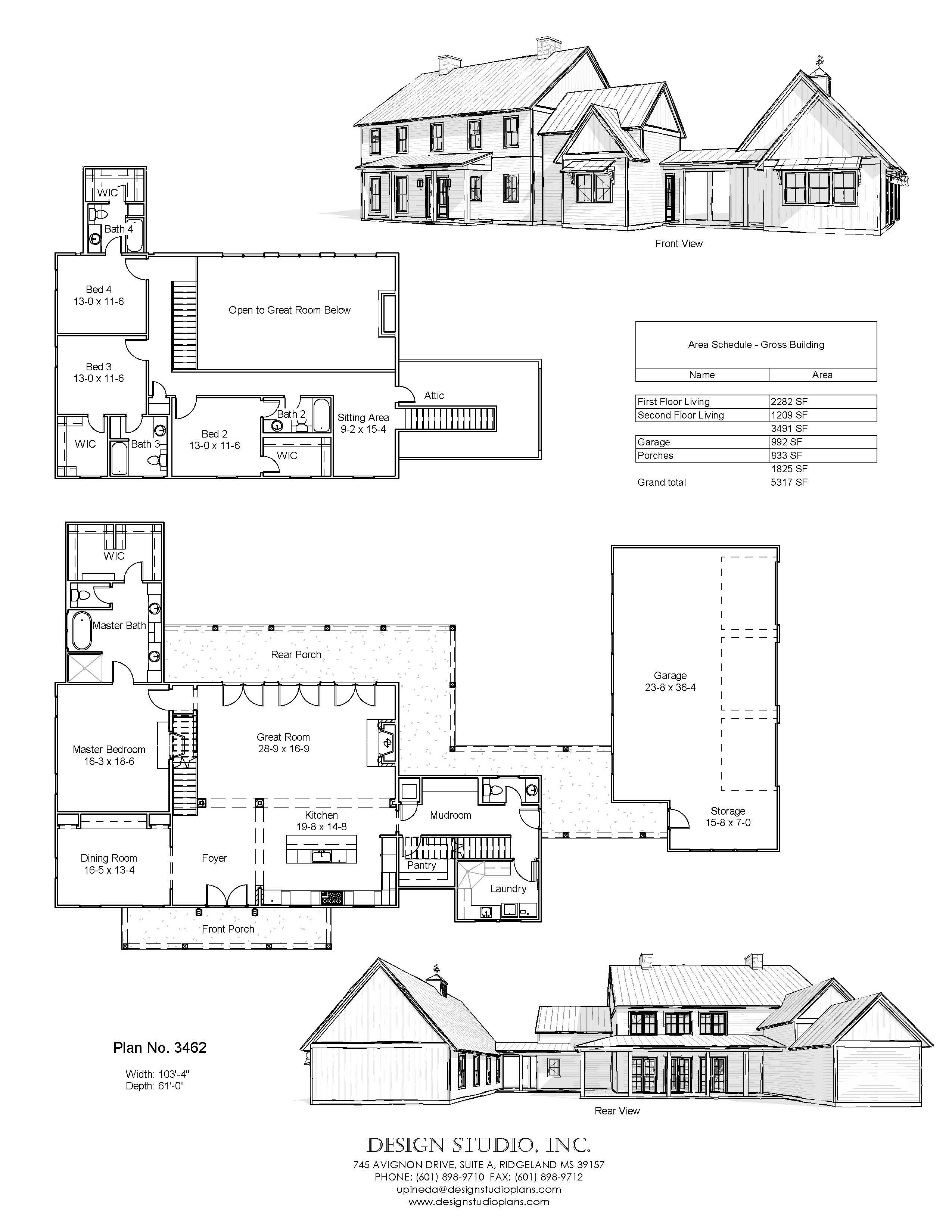 Plan 3462 New england farmhouse, Farmhouse floor plans