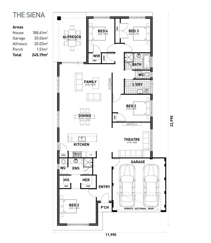 The Siena Ideal Homes Floor plans, Siena, Sectional door