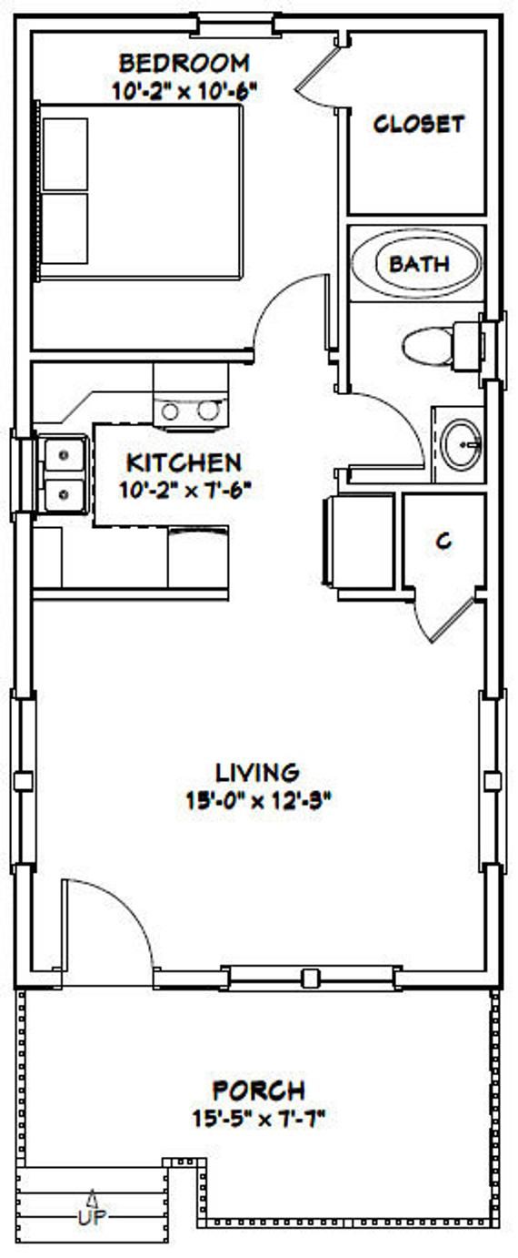 16x32 House 1Bedroom 1Bath 511 sq ft PDF Floor Plan