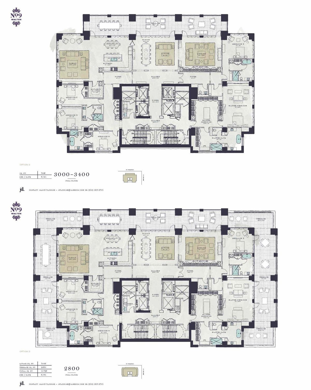 No.9 Walton Chicago Modern floor plans, Apartment floor