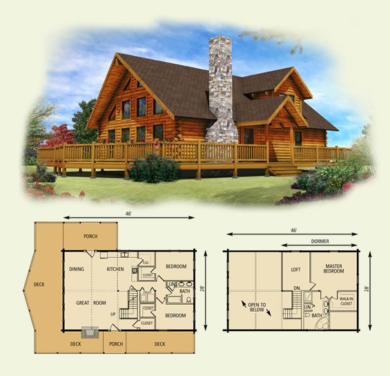 Lakefront Log Home Floor Plan Cabin house plans, Log