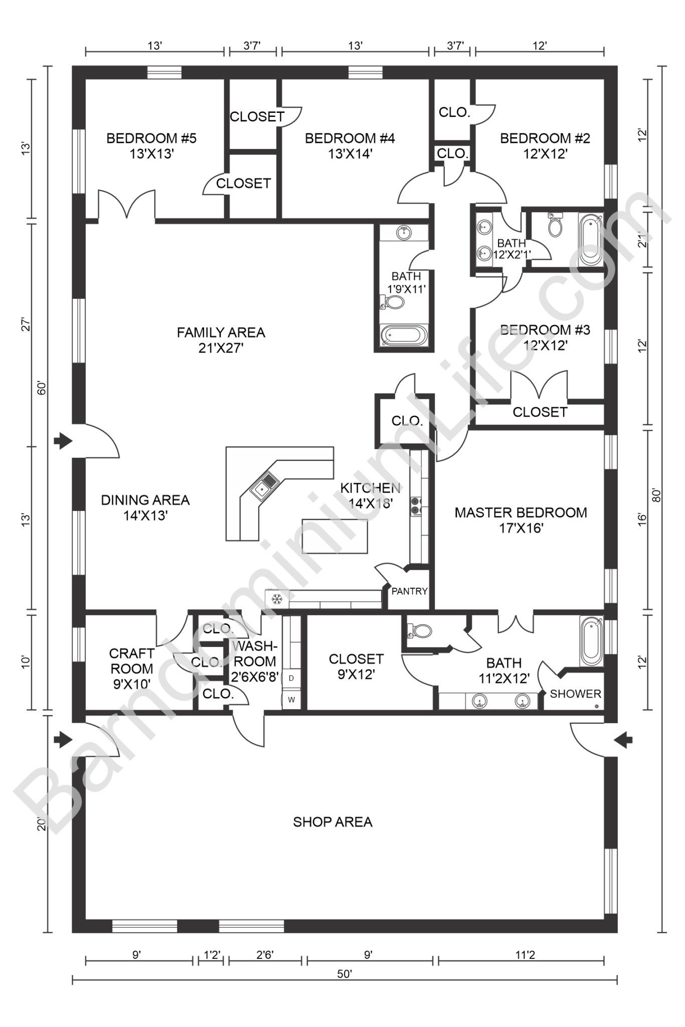 The Absolute Best 5 Bedroom Barndominium Floor Plans in