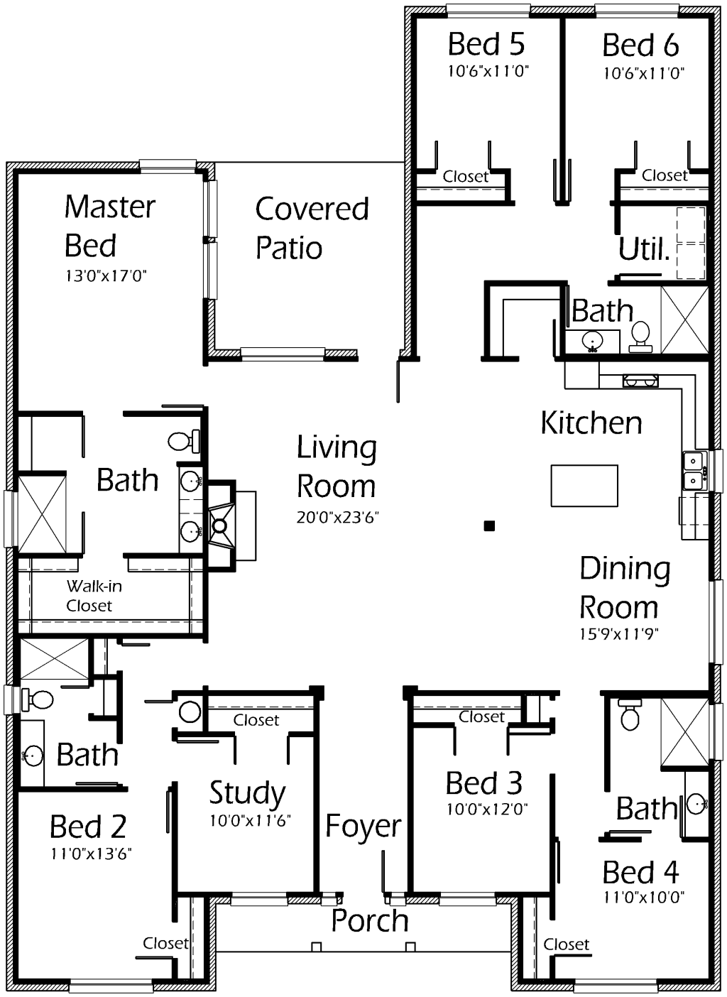 3037 Sq Ft 6b4b w/study Min extra space House Plans by