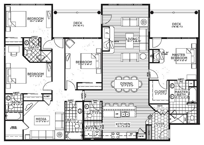 Awesome Condo House Plans 10 4 Bedroom Condo Floor Plans