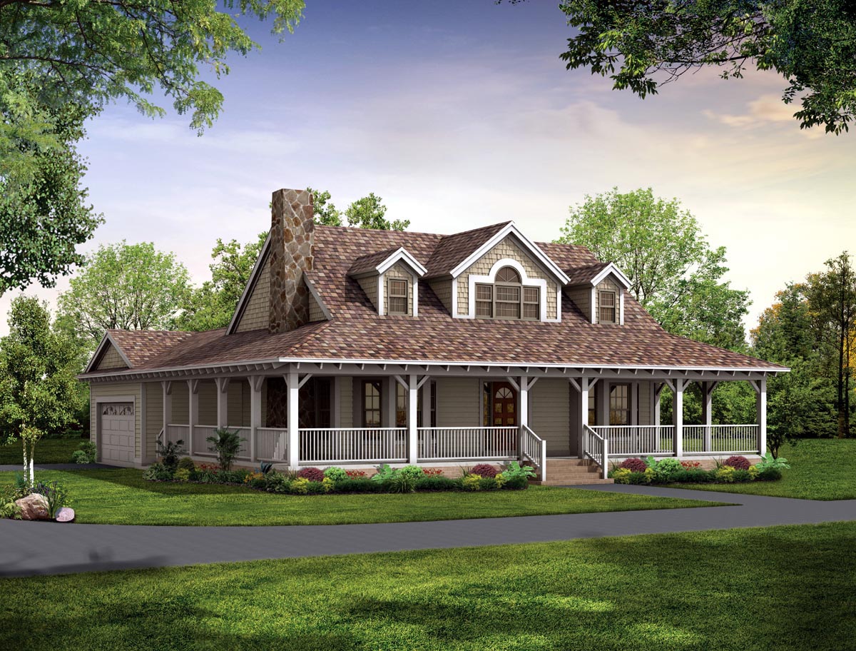 Country House Plans with Porches One Story Country House