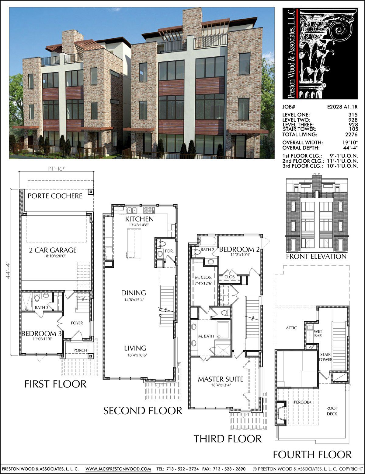 3 1/2 Story Duplex Townhouse Plan E2028 A1.1 Town house