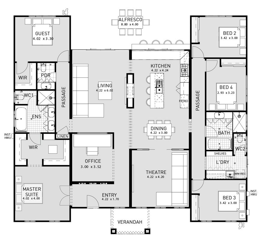 Floorplan 6 bedroom house plans, Modular home floor