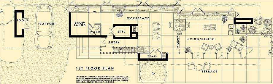 Floor Plans of the Louis Penfield House by Frank Lloyd