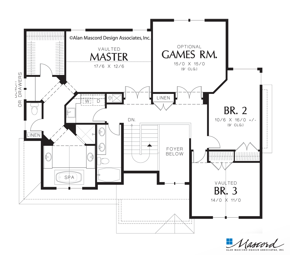 Upper Floor Plan of Mascord Plan 22154A The Montgomery