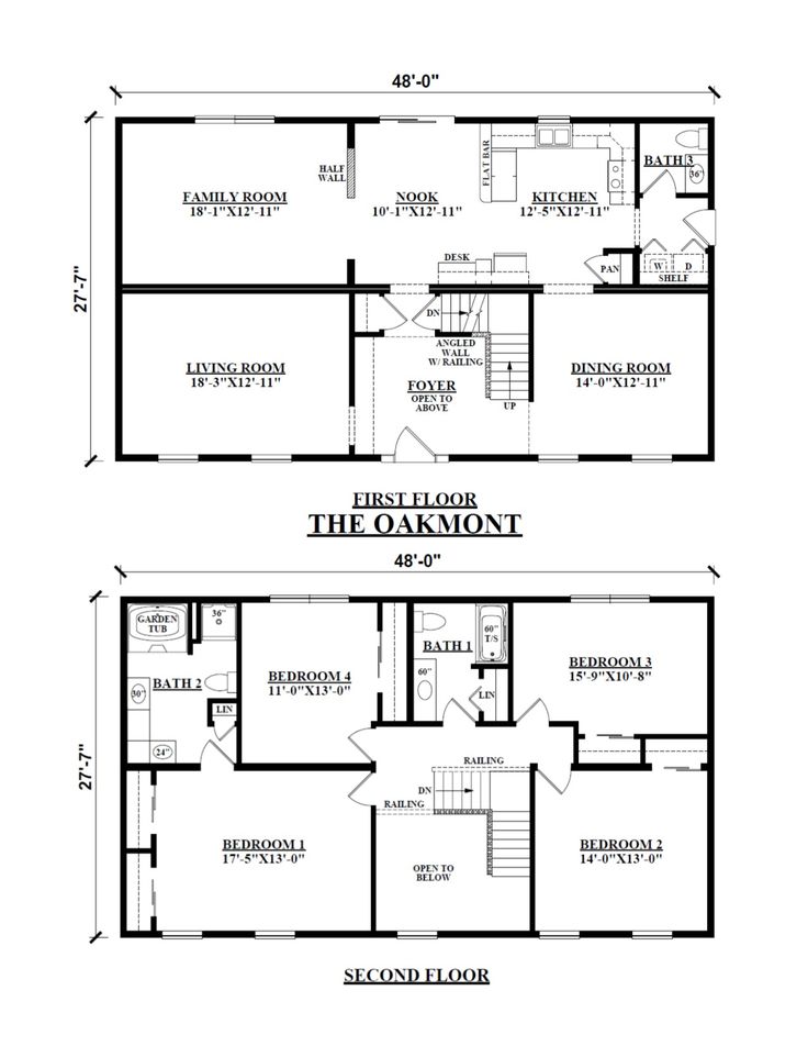 The Oakmont Modular home floor plans, Two story house