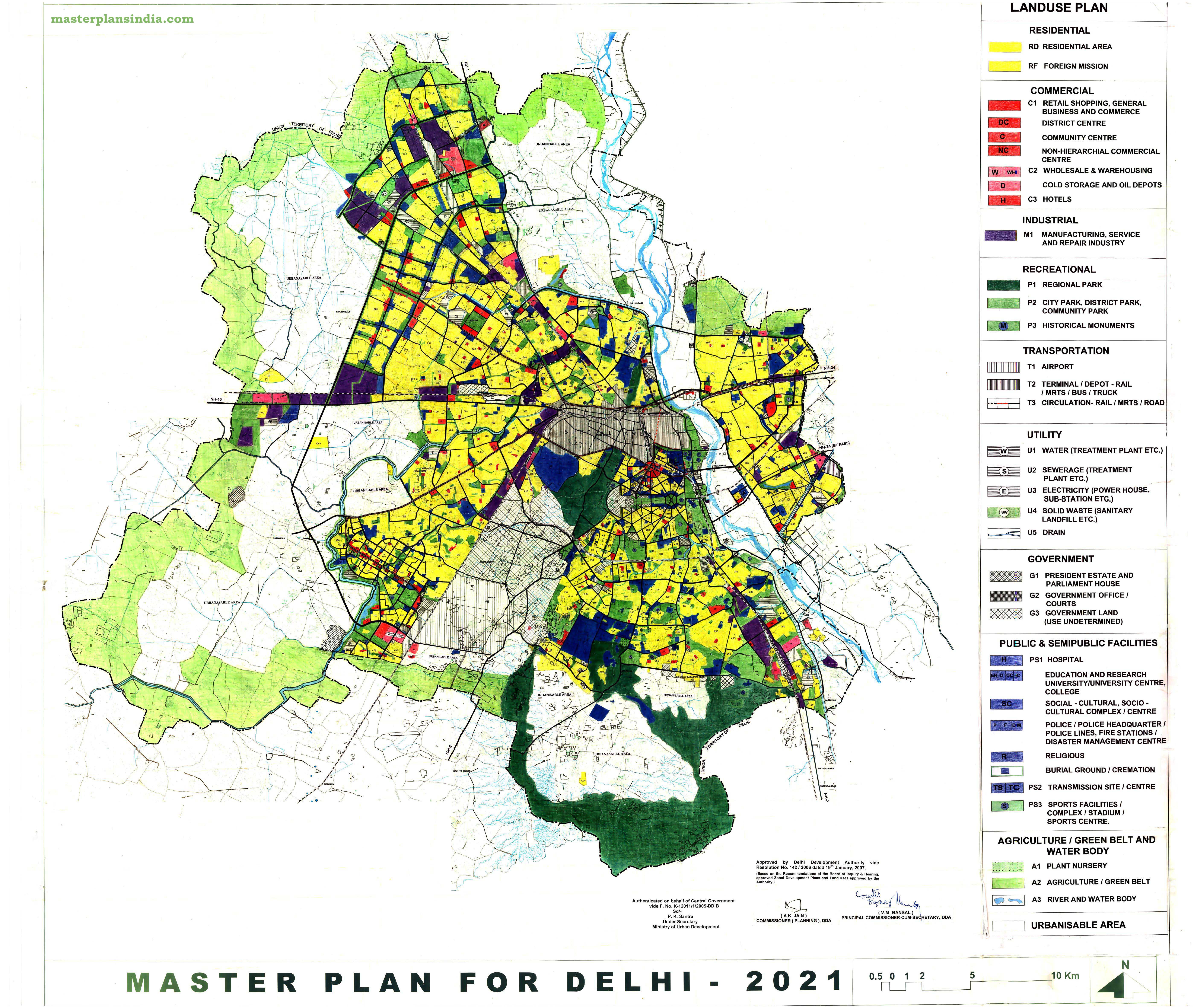 Delhi Master Plan 2021, Land Use and Development Plan Map