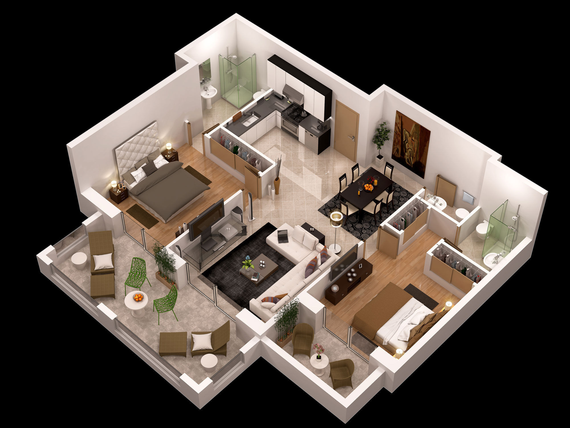 detailed floor plan 3d 3D Model MAX OBJ