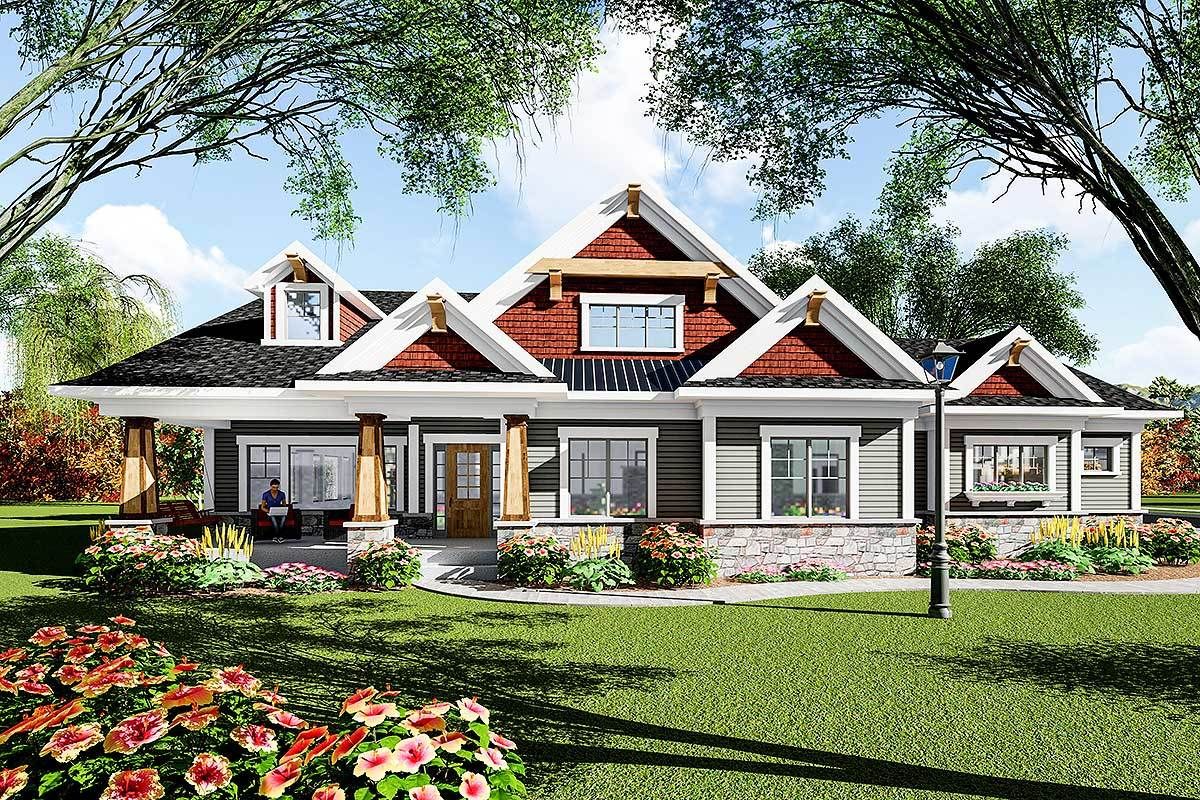 Plan 890050AH EyeCatching Craftsman Ranch House Plan