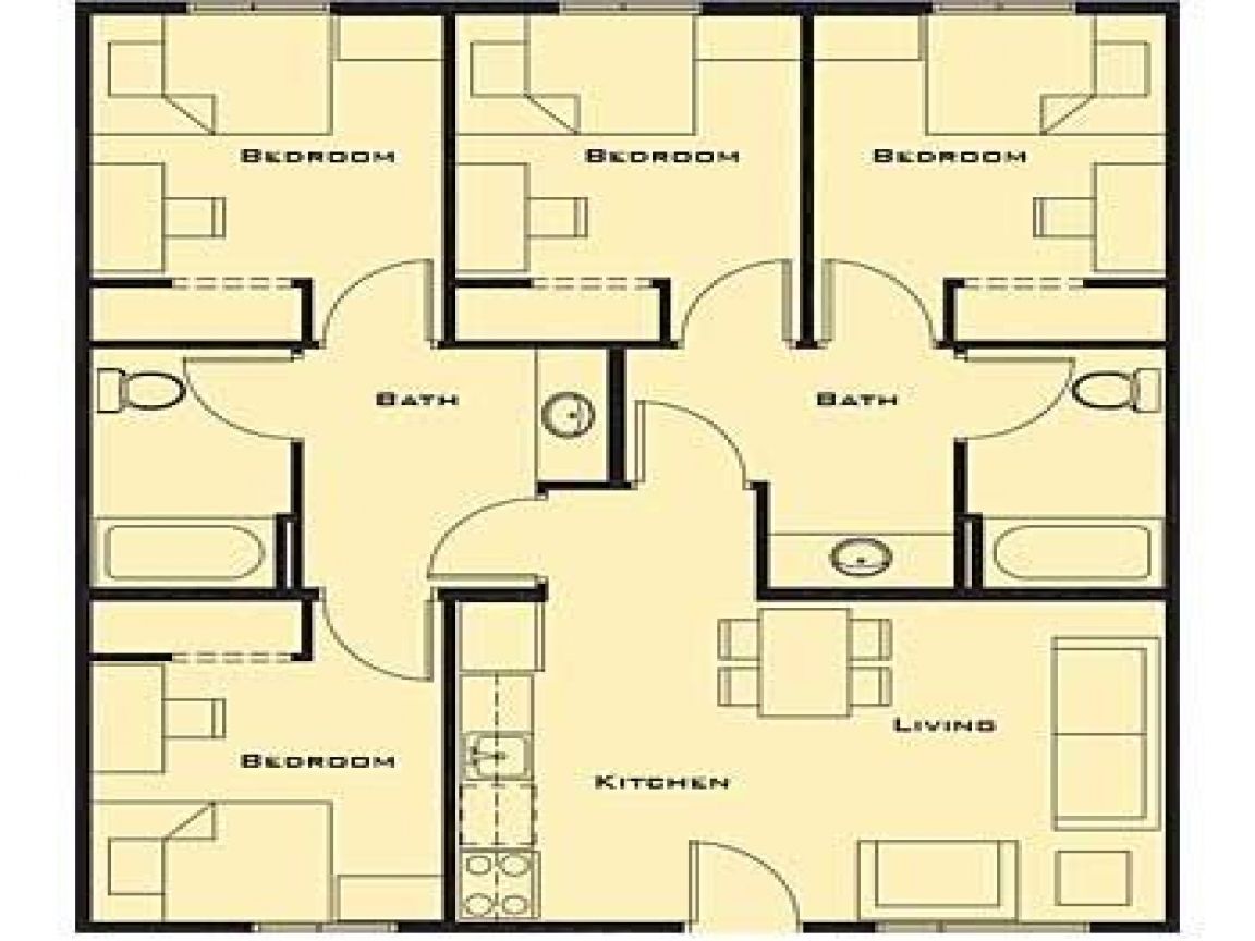 Small 4 Bedroom House Plans (With images) Four bedroom