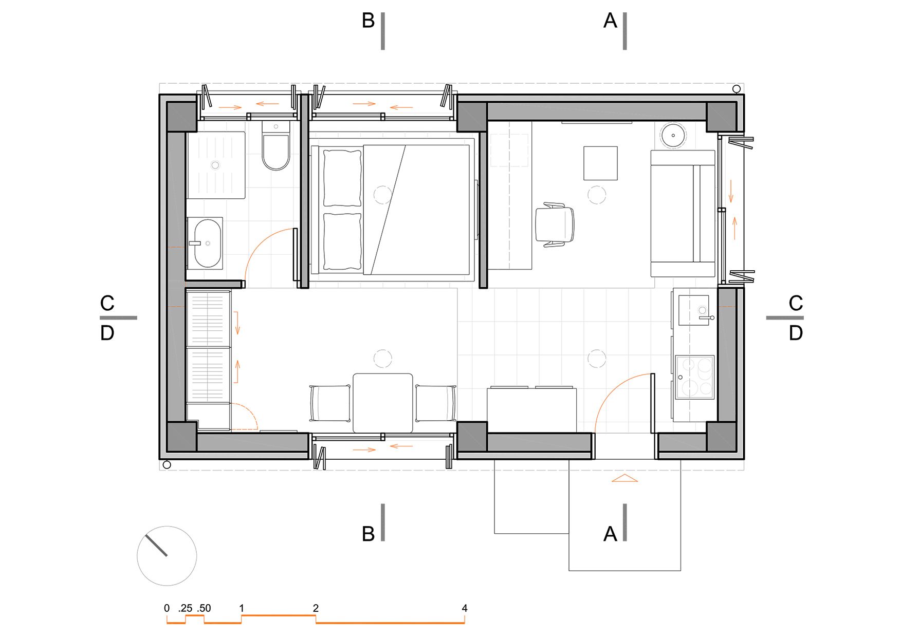 Small Apartment 30 sqm, Floor Plan www.pzarch.gr Small