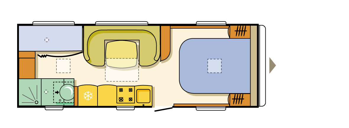 Caravan Adria Mobil Alpina, Caravan, Floor plans
