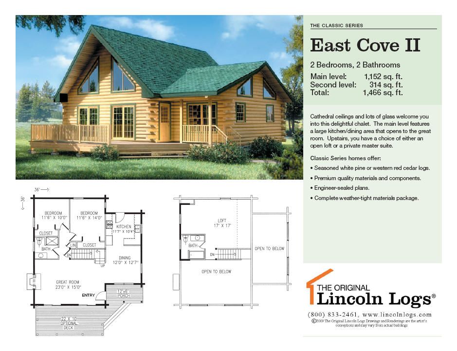 Log Home Floorplan East Cove II The Original Lincoln