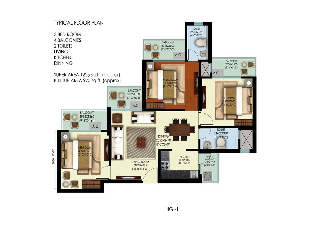 Mahagun Marvella Floor Plan 1225 Floor plans, Builtup