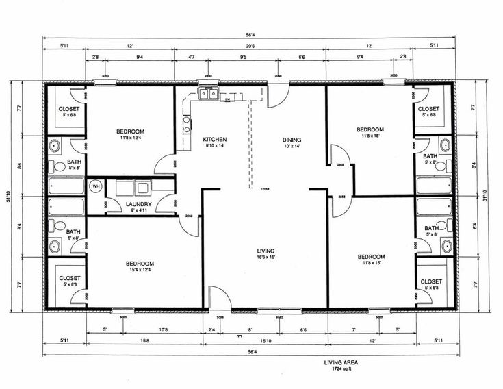 Rectangle House Plans 4 Bedroom Rectangular hcgdietdrops