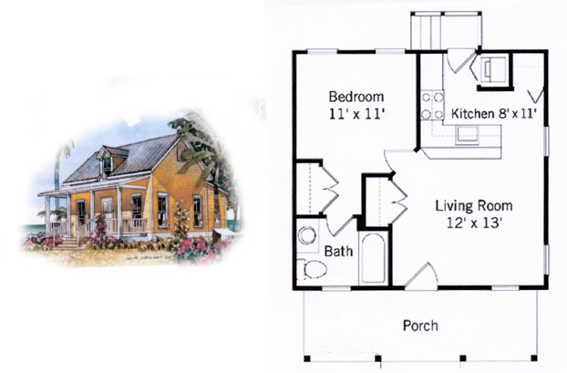 500 square foot house plans 500 Sq Ft. Cottage. Small