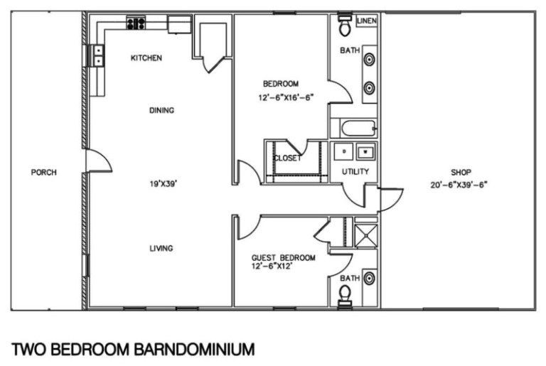 Barndominium floor plans with shop 2 bedroom design ideas