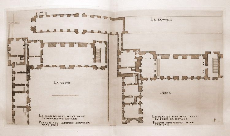 Detail of part of the Louvre Palace floor plan. Paleizen